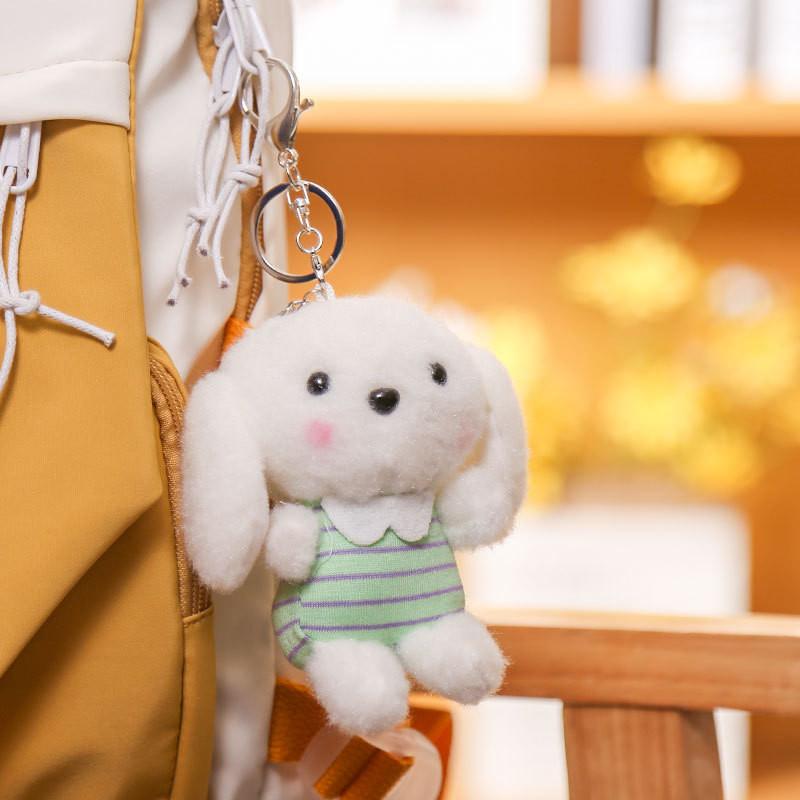 Cute Long Ears Dog Keychain Cartoon Plush Girls Kid Backpack Doll Decoration