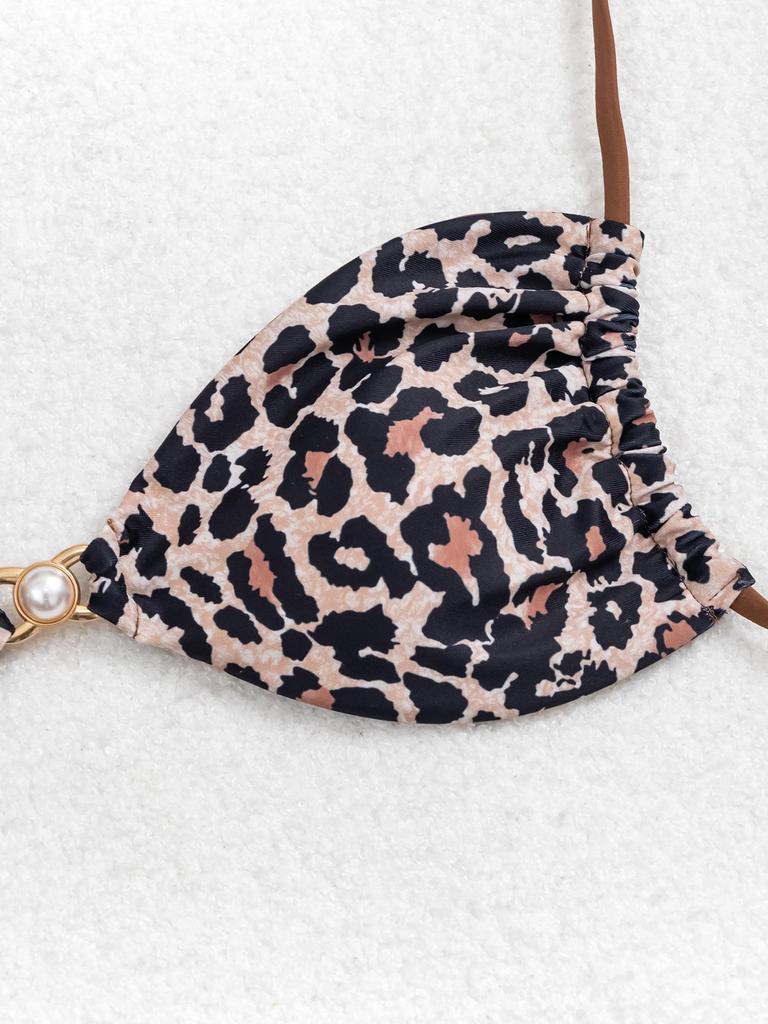 2025 Pearl Tie-Up Triangle Bikini - European & American Style