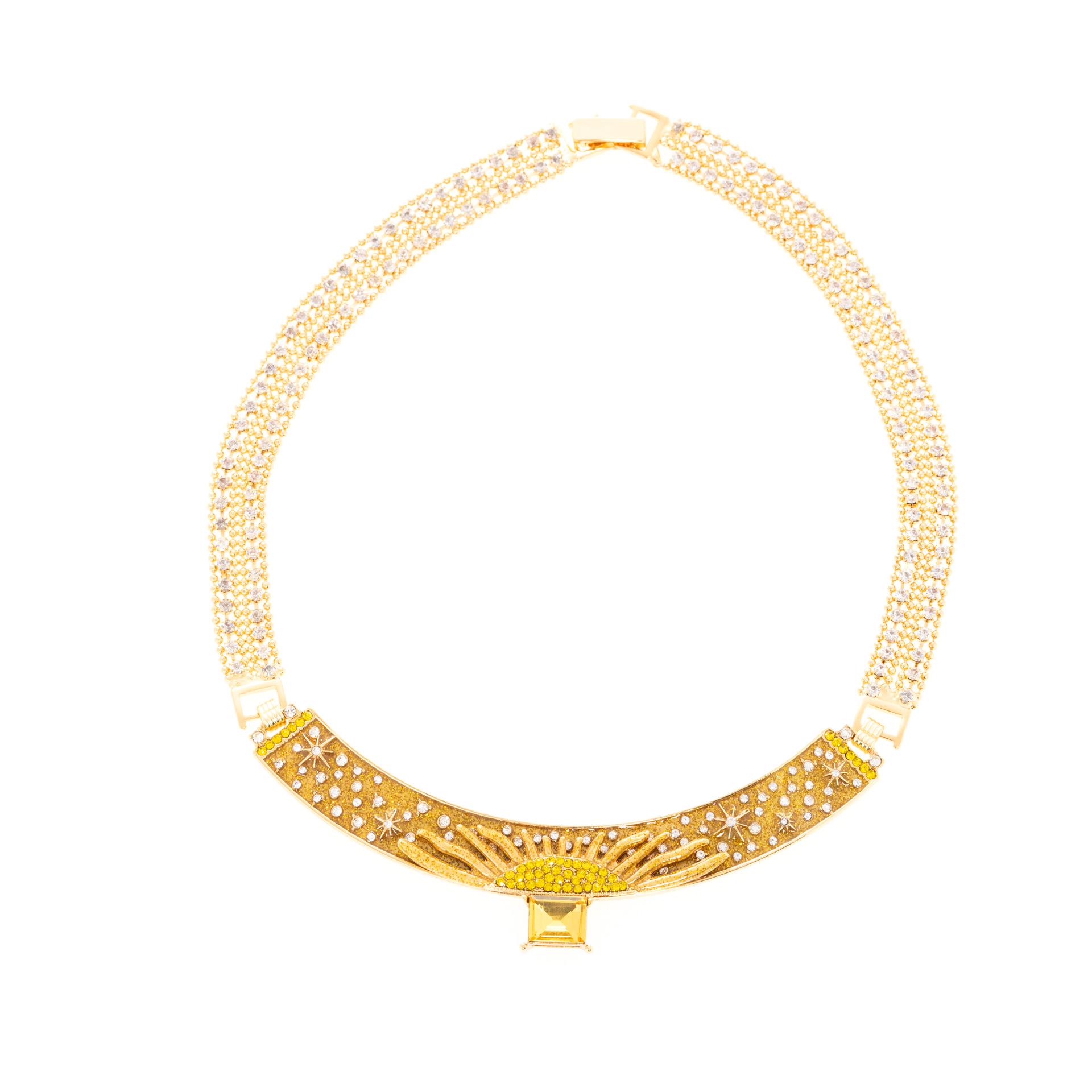 Gold-Plated Copper Alloy Fan-Shaped Niche Exquisite Hollow Design High-End Neck Chain Light Luxury, Necklace