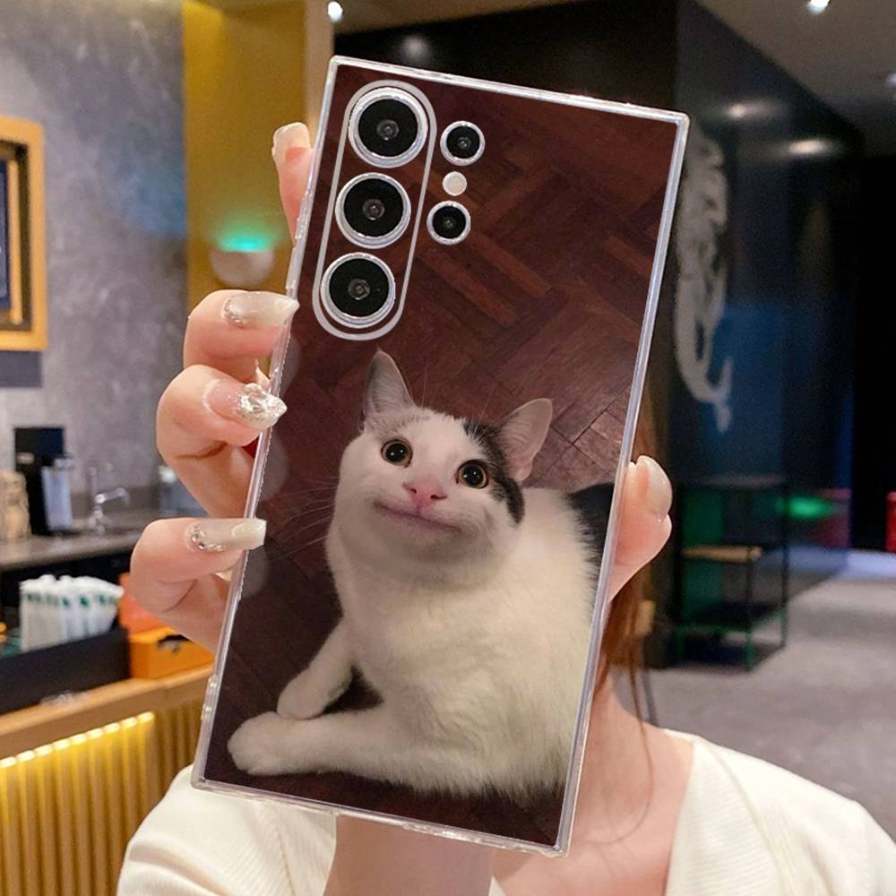 Funny Cat Memes Phone Case For SamsungS25,24,23,22,21,30,Ultra,20,Plus,Lite,10,5G,Soft Transparent Cover