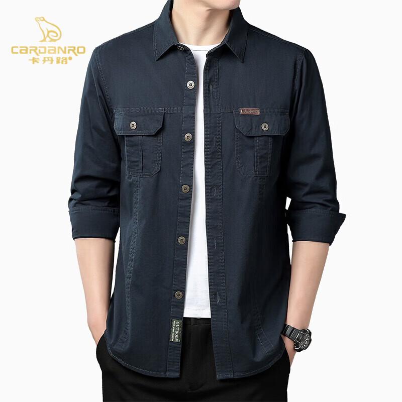CARDANRO Men's Casual Slim Fit Long-Sleeve Washed Cotton Work Shirt