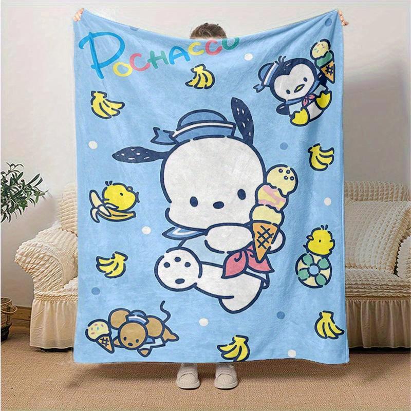 

1pc Sanrio Adorable Pochacco Home Decor Blanket: Perfect Gift for Bedroom, Living Room, Travel, Camping, Car, Beach & Office Naps, Soft Flannel Throw 130x150cm