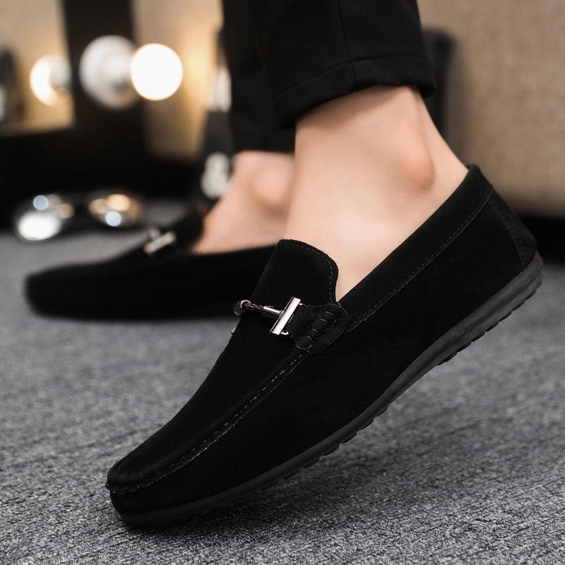 Fashion Round Toe Men's Casual Shoes Plain Soft Slip-on Deals Legitimate Luxury Sale Sneakers Low Price Common Vulcanize Retro Male Shoe