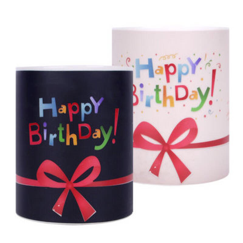 

DIY greeting card mug that displays a message when the temperature changes - Happy Birthday