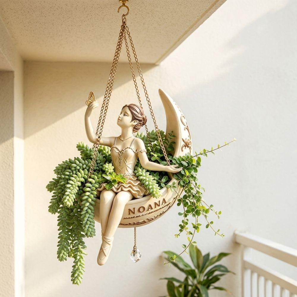 Resin Ballet Dancer Hanging Planter Fairy Hanging Plant Basket Home Balcony
