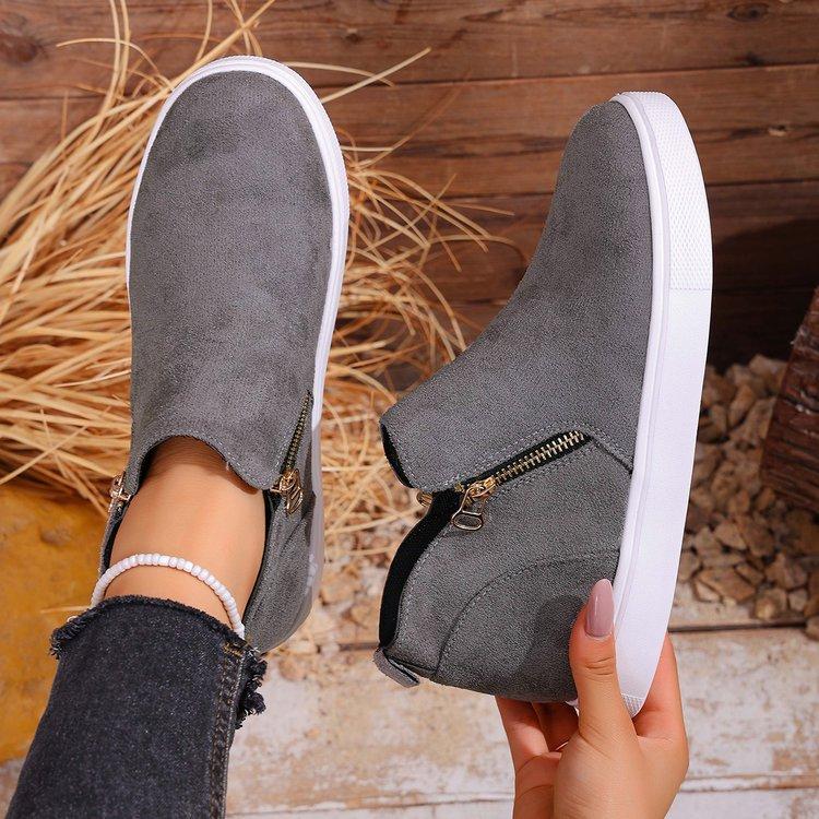 Damenschuhe in Übergröße mit hohem Schaft Herbst Winter Neu Bequem Mode Rutschfest Ballerinas Outdoor Höhenerhöhung Freizeitschuhe