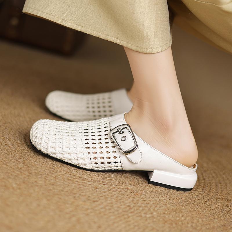 Fashion 2025 New Summer Slippers Cover Toe Fashion Hollow Out Sandals Women Shoes Zapatos De Mujer Ladies Shoes Mesh Mules Sliver Shoes