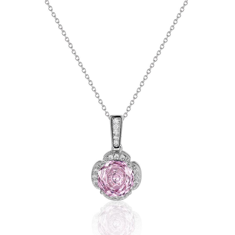 New Seiko Rose Cut Papalacha Zircon Necklace Earrings Color Treasure Ring Three-piece Set