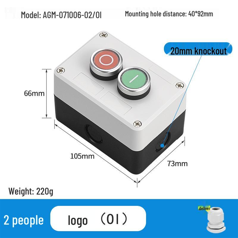 KEOLEA Waterproof Emergency Stop & Start Button, Industrial Self-Reset Push Control Box