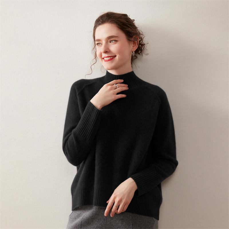 2025 Autumn/Winter Women's Cashmere High Neck Base Layer Sweater - Loose, Comfortable & Stylish Design