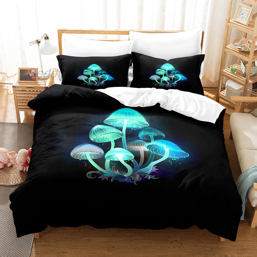 Rainbow Star Mushroom Bedding Set Single Twin Full Queen King Size Bed Set Aldult Kid Bedroom 3D Print Anime Bed Sheet Set