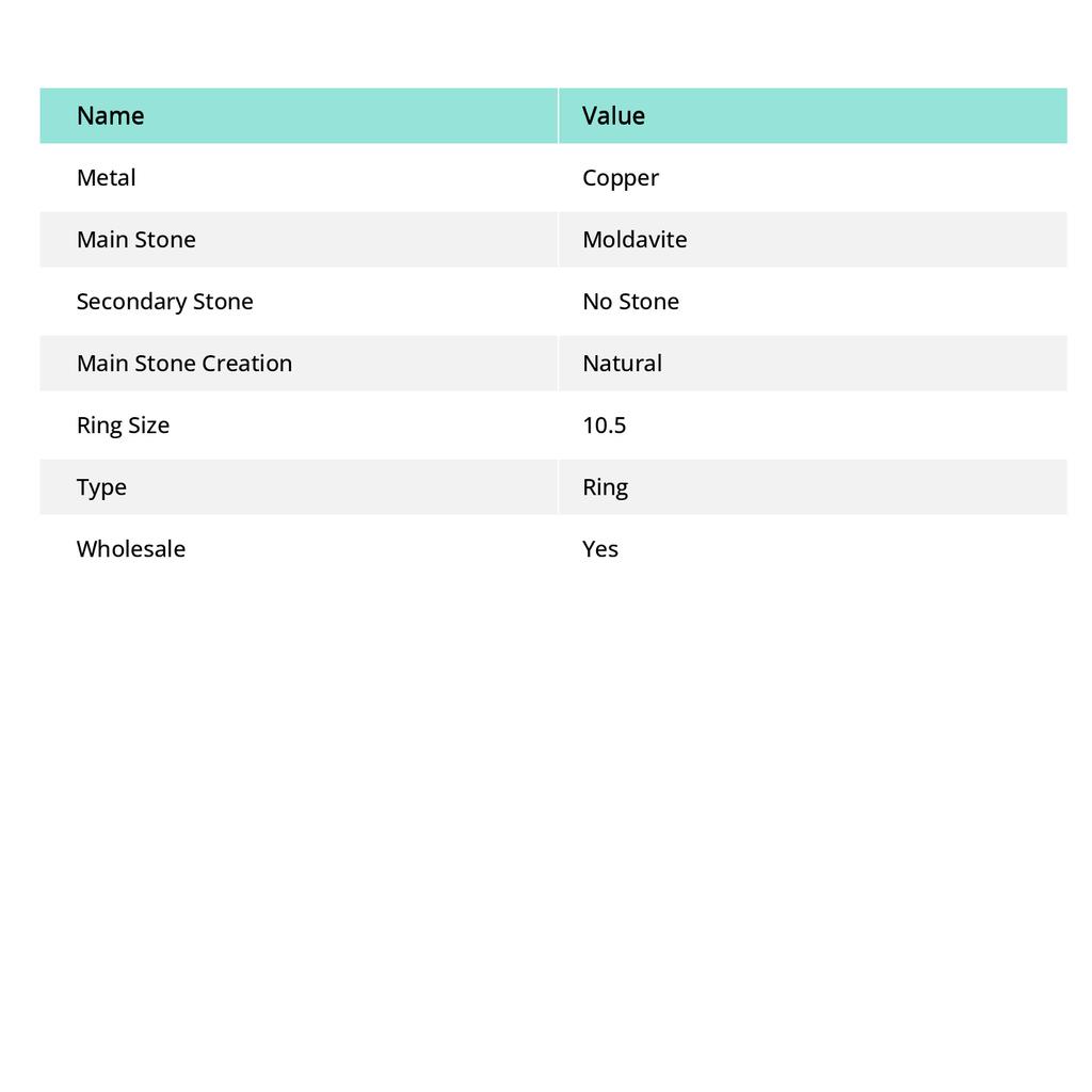 Natural Moldavite Quartz Gemstone Copper Wire Wrap Gift Ring Size 10.5 l1M63