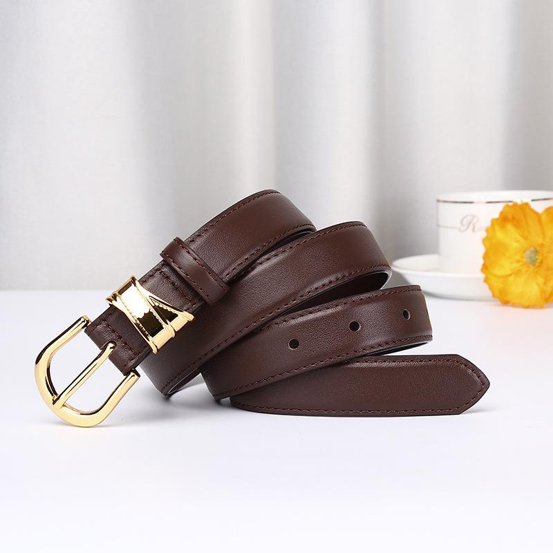 Stylish, Simple And Trendy Women'S Leather Belt Women'S Versatile High-End Pin Buckle Casual Jeans Belt Women'S