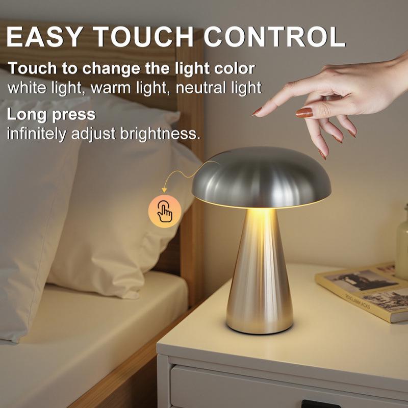 Danish Mushroom Lamp - Touch Bedside Night Light and Decorative Desk Lamp for Bars and Restaurants.