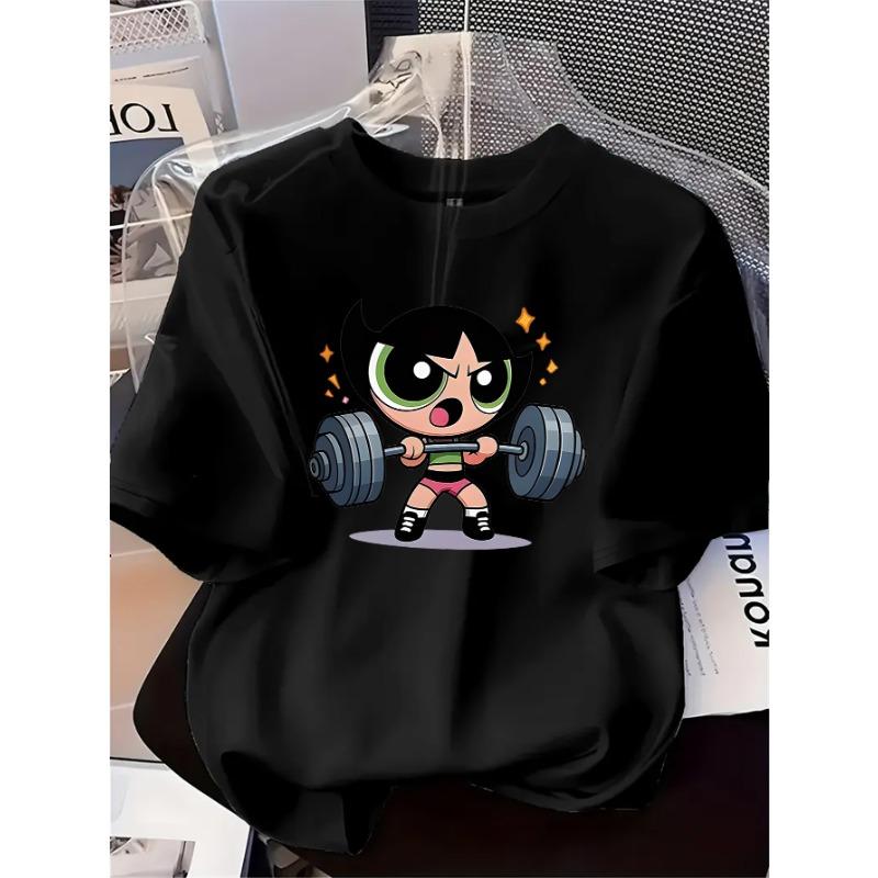 European sizes Egg Tart Design, Minimalist Print, Letters, Cartoon, Women'S Top, Casual Stylish Round Neck T-Shirt, Commuter Style