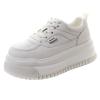 Leather women's spring new small thick-soled heightening board shoes versatile casual muffin shoes