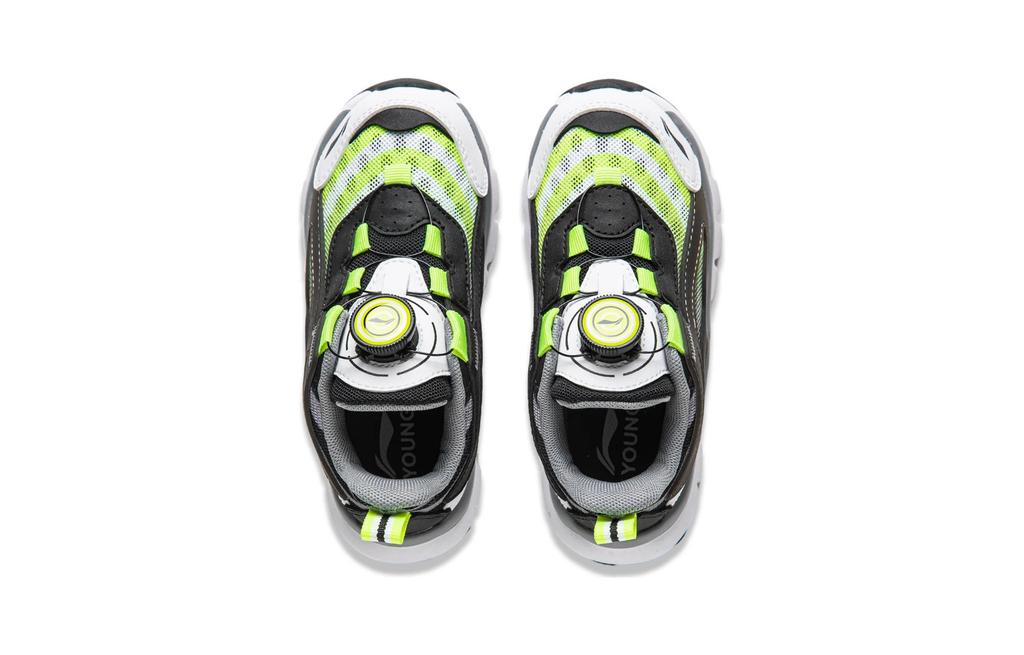 LINING YOUNG Little Aurora Cushioning Rebound Low top Kids' Running Shoes White Black Green Children Aged 3 7 Years Old YKNU090-9