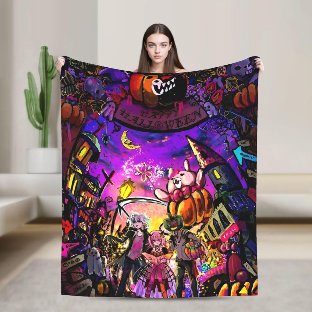Danganronpa Game Anime Blankets Monokuma Nagito Flannel Novelty Warm Throw Blankets for Bedspread All Season Couch