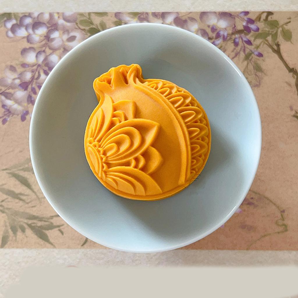 Formă 3D în formă de rodie Matriză convenabilă presată manual pentru biscuiți de patiserie chinezească Formă pentru desert pentru pasionații de coacere