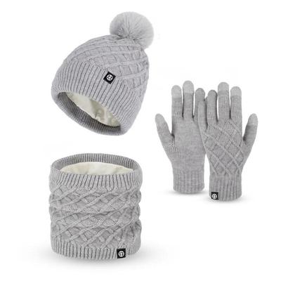 Winter Knit Hat, Scarf & Gloves 3-Piece Set