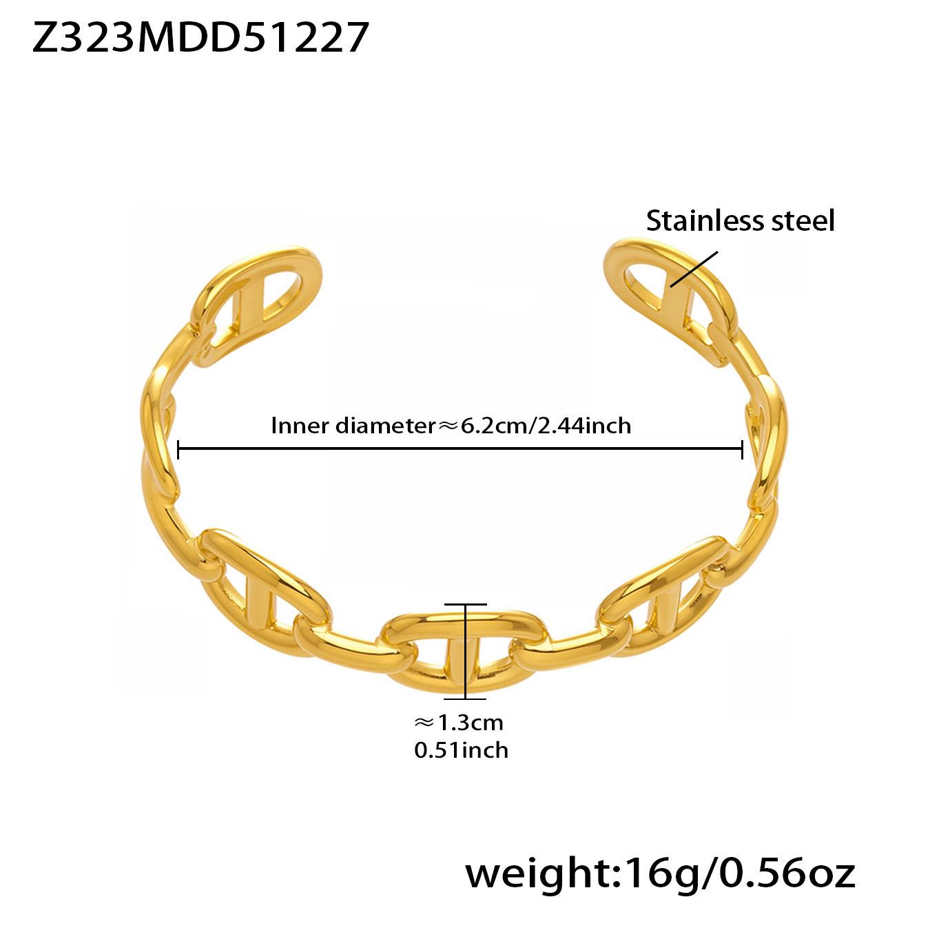 Набор браслетов из нержавеющей стали с позолотой 18 карат, геометрический, широкий