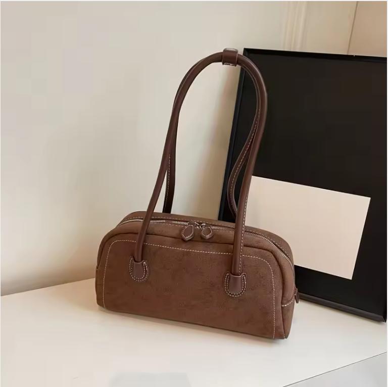Women Shoulder Bag Multi Pocket Underarm Bag Faux Suede Tote Purse Zipper Satchel Bag Designer Brand Ladies Shoulder Bag