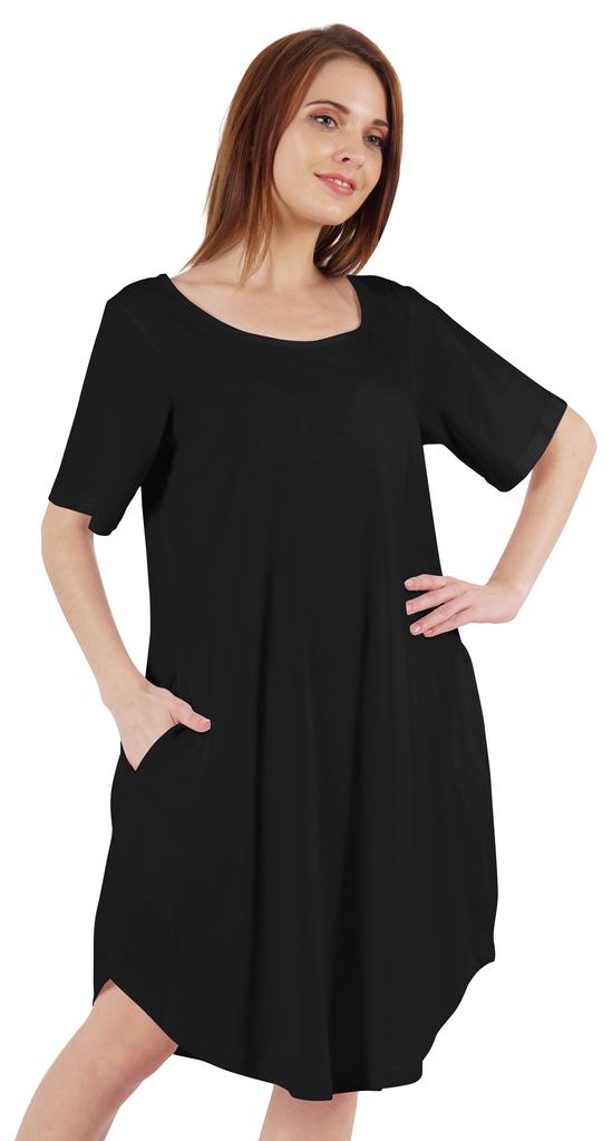 Inkmeso Noční košile pro ženy s krátkým rukávem W Noční košile s kulatým výstřihem Jersey tunika