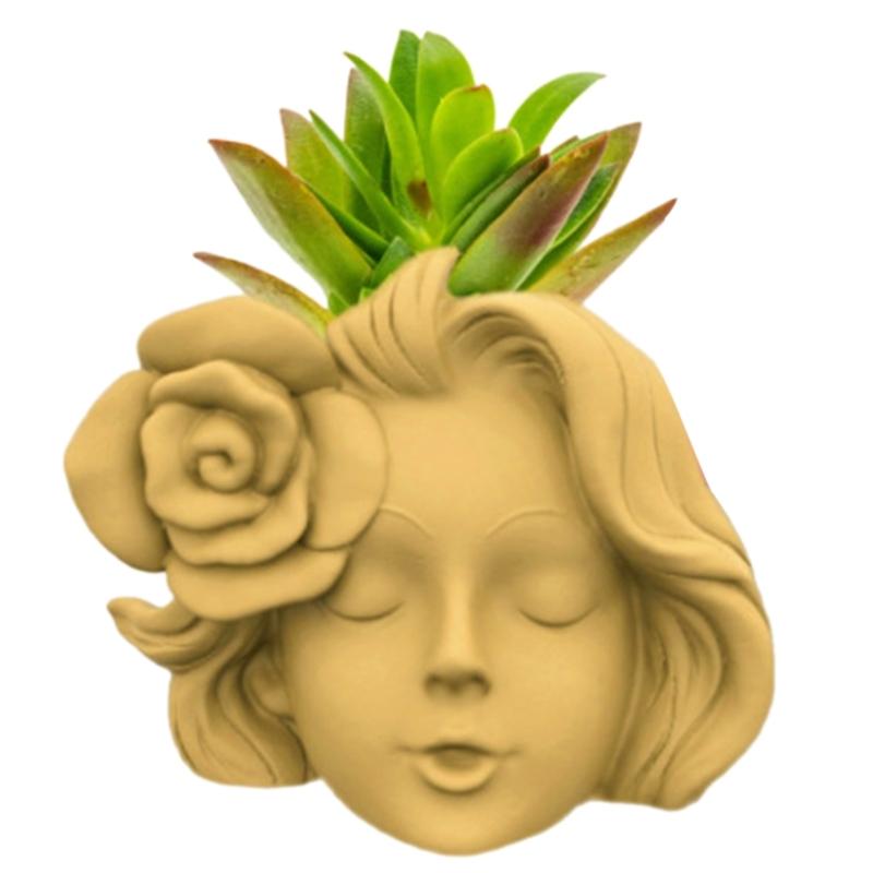 Rose Girl Concrete Silicone Pot Mold Succulent Flowerpot Clay Cement Plaster Molds DIY Home Garden Flower Pots Mould