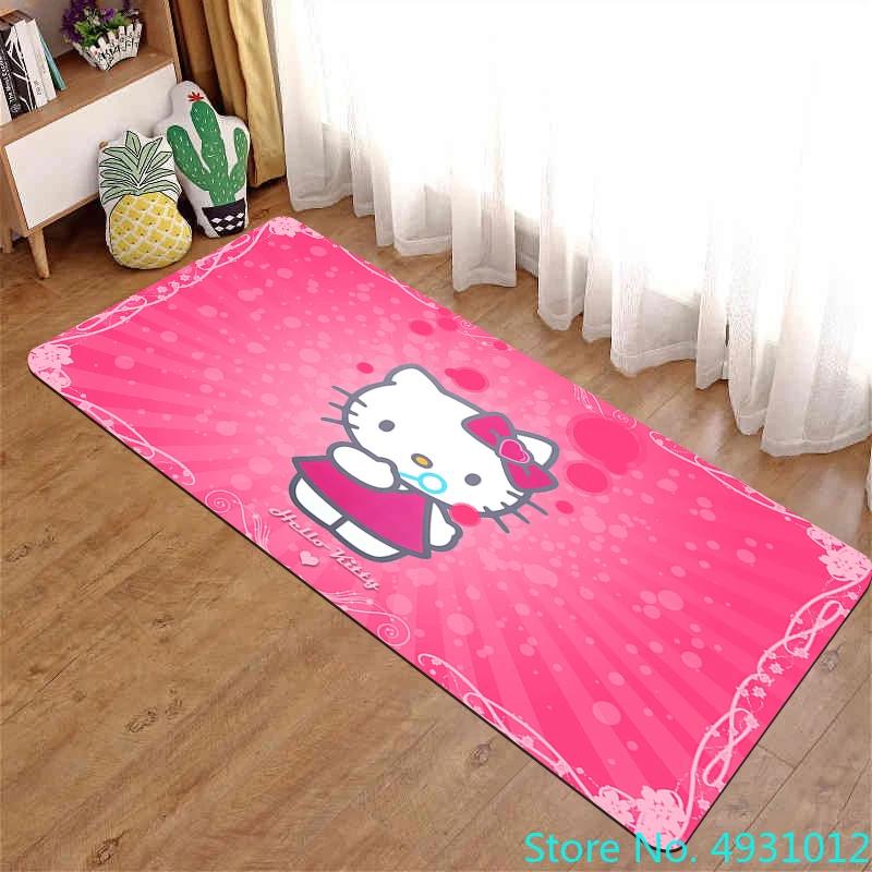 Anime Cartoon Kawaii Hello Kitty Rug Carpet Living Room Bedroom Bedside Decoration Soft Baby Kids Children Anti Slip Floor Mat