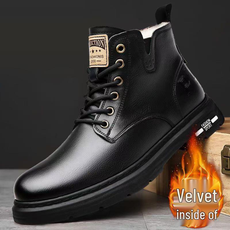 Модные Мужские Ботинки Мартинсы - Стильные Хлопковые Повседневные Британские Рабочие Ботинки с Вариантами Больших Размеров 41 1370₽