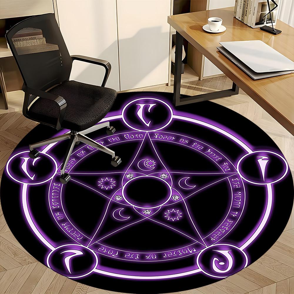 1pc Witchcraft Magic Office Round Area Rug,  Mat Suitable ForOffice, Under Office Chairs Bedroom Living Room Home Decor, Room Deco