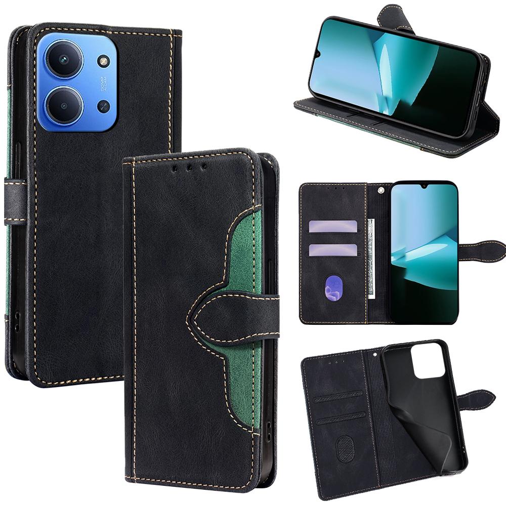 For Xiaomi Redmi 15C 4G (Global) (171mm)/Poco C85 4G (171mm) Case Leather Wallet Phone Cover with Straw Hat Magnetic Clasp
