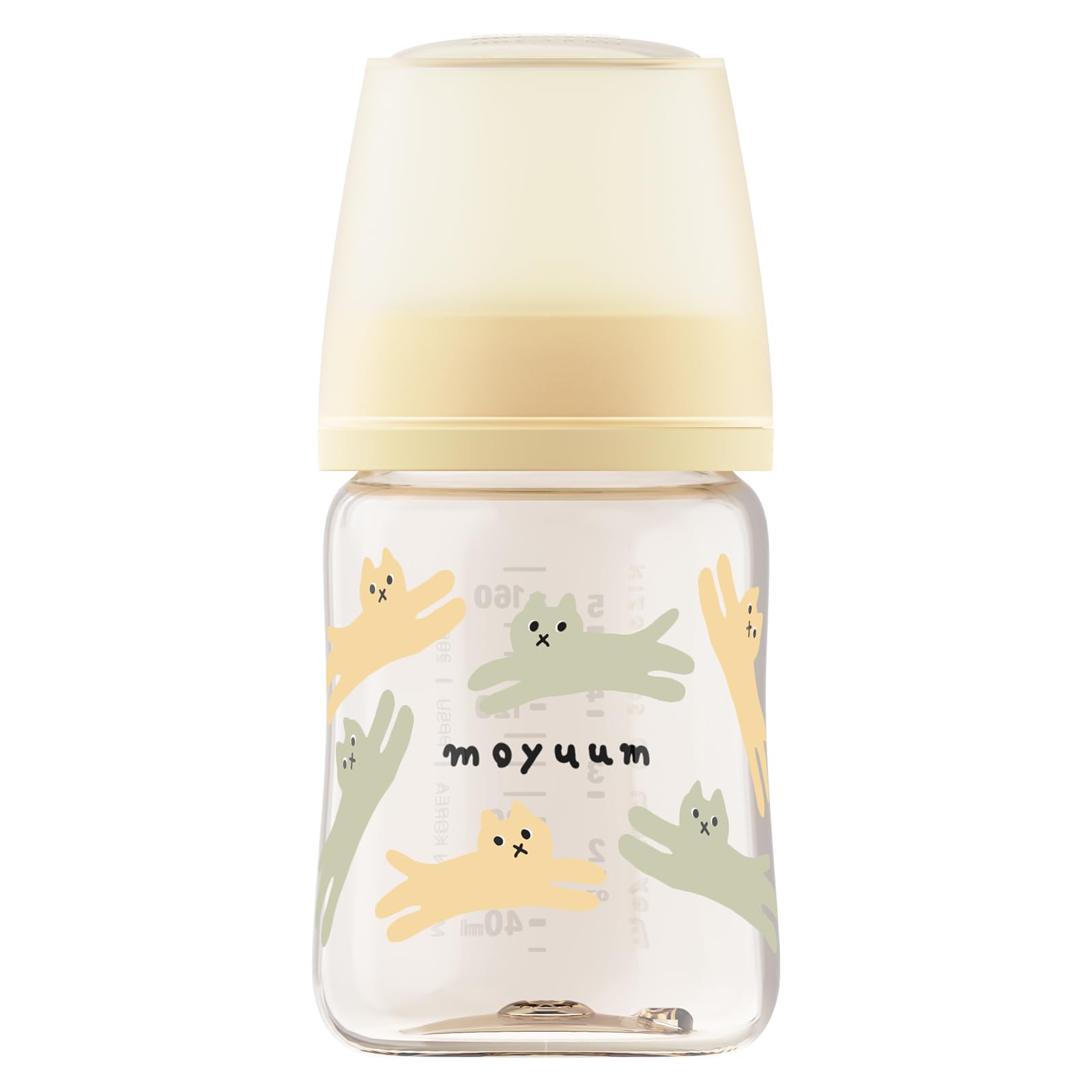 

MOYUUM Plastic Baby Bottle, Cat s Yellow, 170ml (PPSU), for ages 1 month and up, Wide Neck, Round Hole, 2025 Model