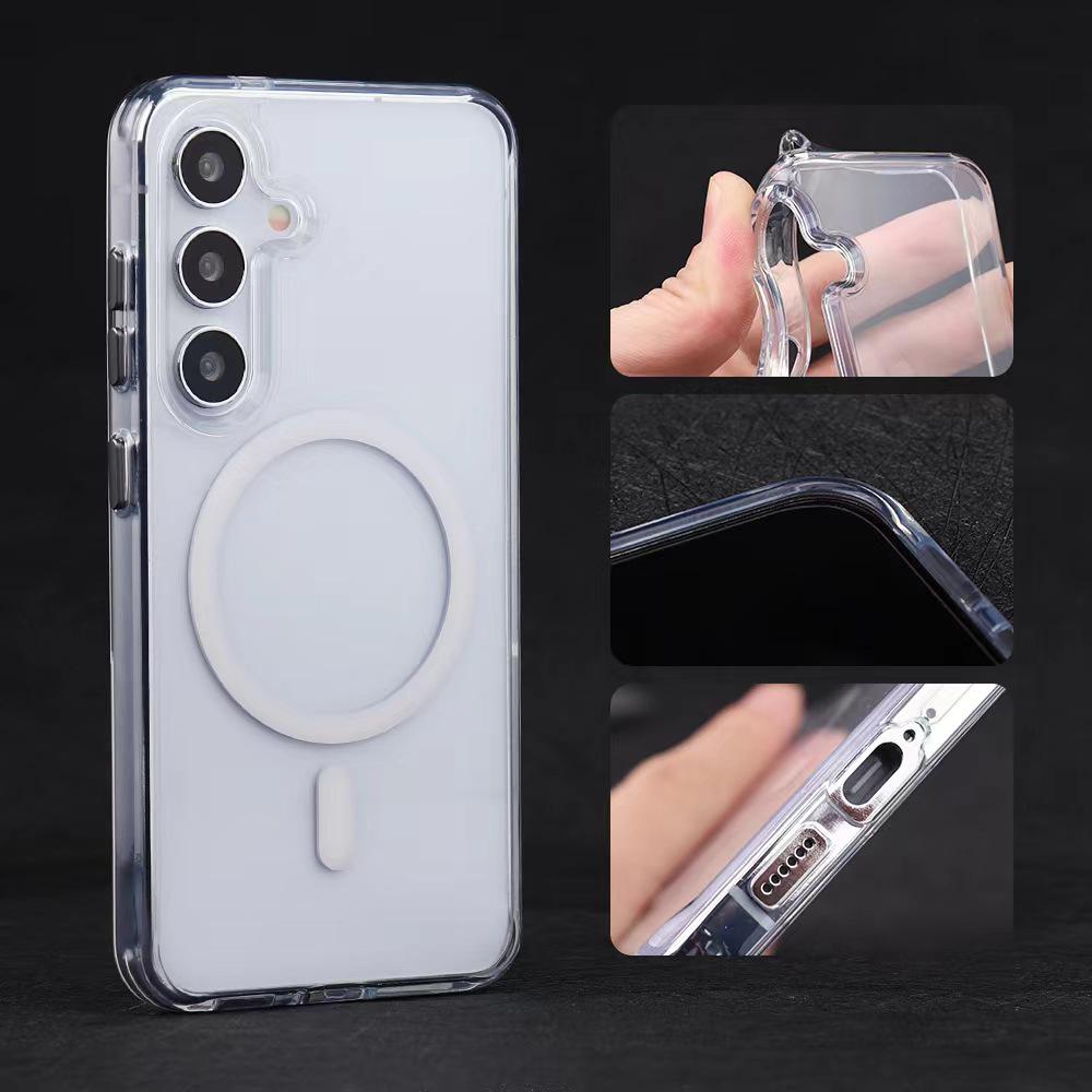 Samsung S26 Phone Case: PC+TPU Frosted Magnetic EDGE for S25 Ultra & S24 Plus, Two-in-One Design
