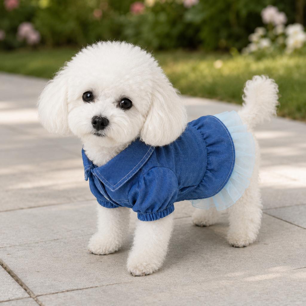 New Dog Dresses Spring Autumn Denim Dress Comfortable Breathable Pomeranian Teddy Small Medium Dogs Pet Clothing