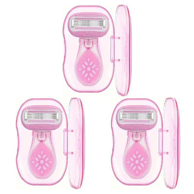 5PCS Women Safety Razor Blades 5-Layer Stainless Steel Blades for Face/ Leg/ Armpit/ Bikini Beauty Hair Removal Shaving Portable Lady Manual Shaver