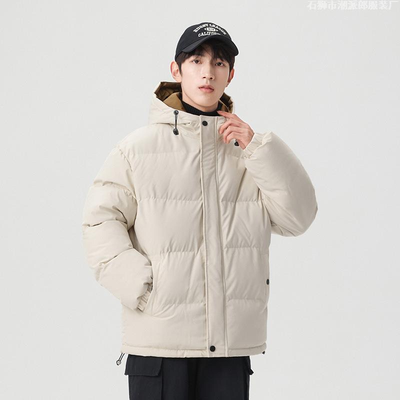 Winter New Cotton-padded Clothes Men's Couple Hooded Thickened Coat Korean Version Bread Clothes Cotton Clothes Trendy Solid Color Casual Coat