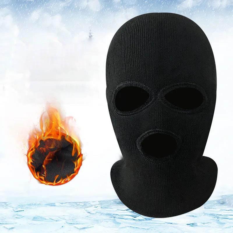 Outdoor Warm and Windproof Face Mask Knitted Three-hole Cycling Ski Winter Headgear Men