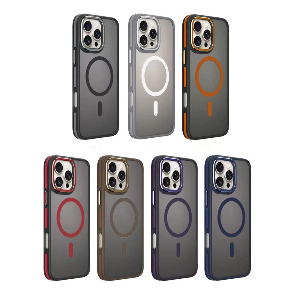 KEYSION Shockproof Magnetic Case for iPhone 15 16 Pro Max 15 Plus 16e Matte Translucent PC+TPU Color Blocking Phone Cover