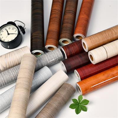 Wood Grain Wall Sticker Furniture Waterproof Vinyl Self Adhesive PVC Wallpaper Kitchen Desktop Cabinet Door Sticker Home Decor