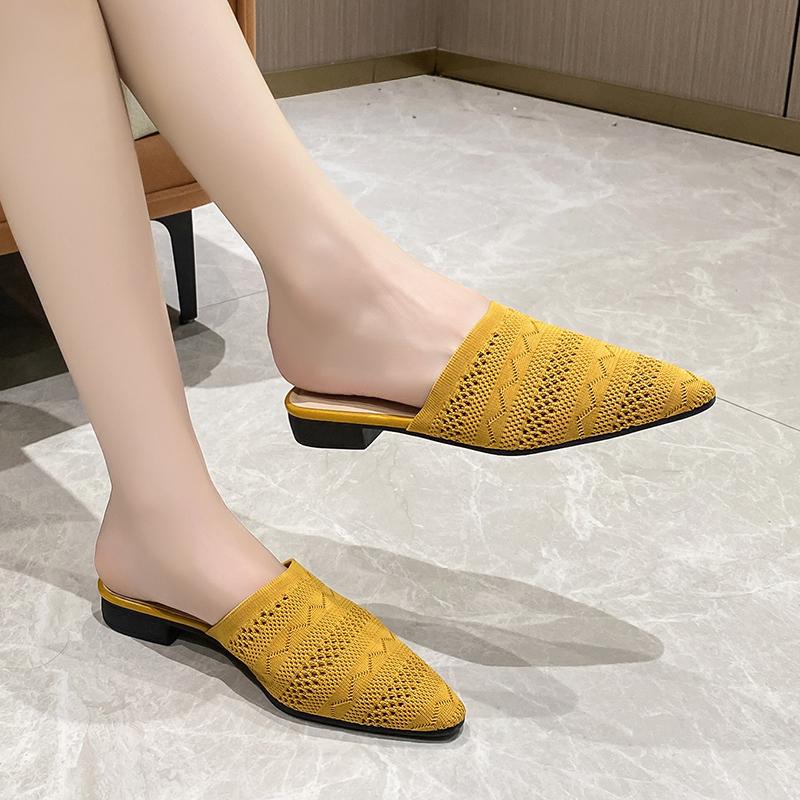 Fashion Women's Shoes Outdoor Fashion Women Slippers Female Square Toe Shallow Low-heel Casual Footwear Comfortable Sandals Slides