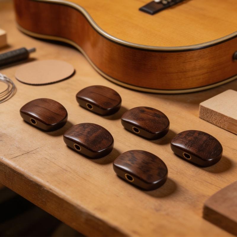 Gitarrenstimmwirbel-Knöpfe, Holz-Set mit 6 Ersatzknöpfen für Reparatur- und Instrumentenwartungsarbeiten Set-Verwendung