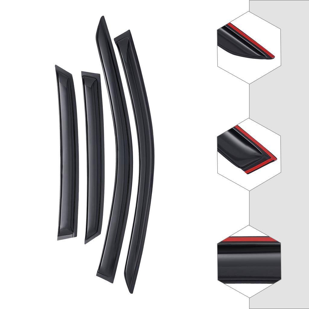 Fit 2019-23 Volkswagen Jetta Rain Deflectors, 4pcs Set Dark Smoke Tint, Easy-Install Window Visors for Enhanced Driving Comfort