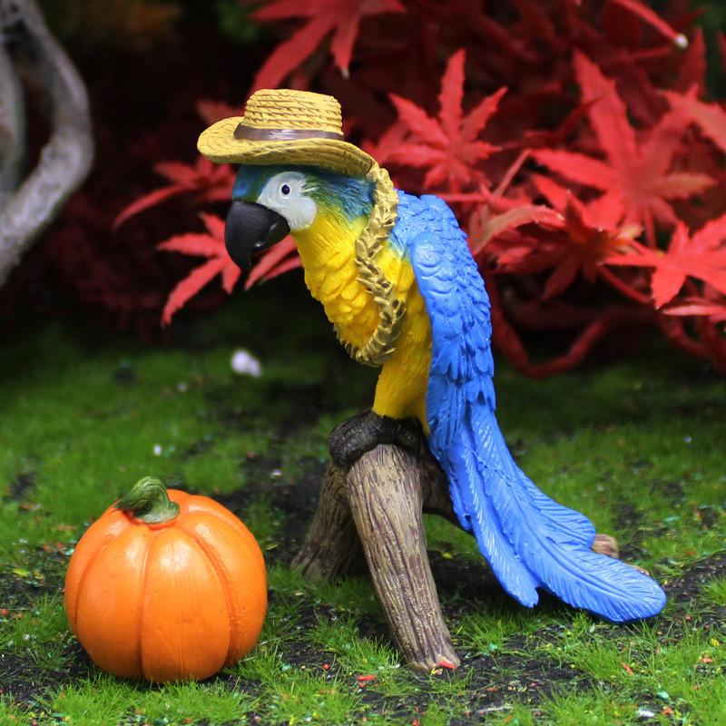 Parrot Pumpkin Micro Landscape Resin Handicraft Animal Ornaments Gift Decor