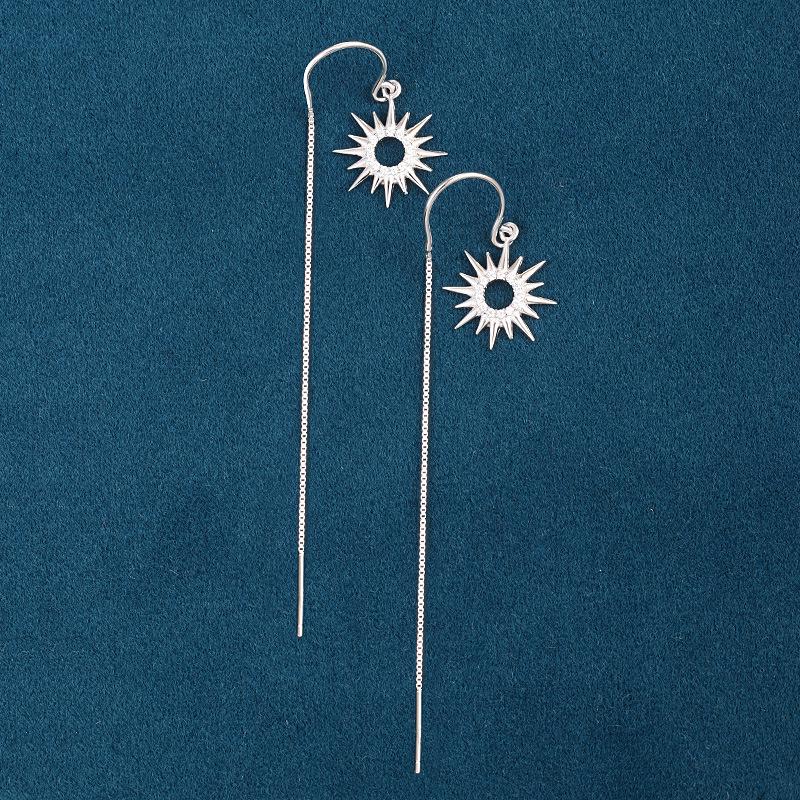S925 Sterling Silver Sunflower Anti-Lost Earring Line for Women - Simple, Versatile Ear Care Earrings, 2026 New Student Edition 925 Silver