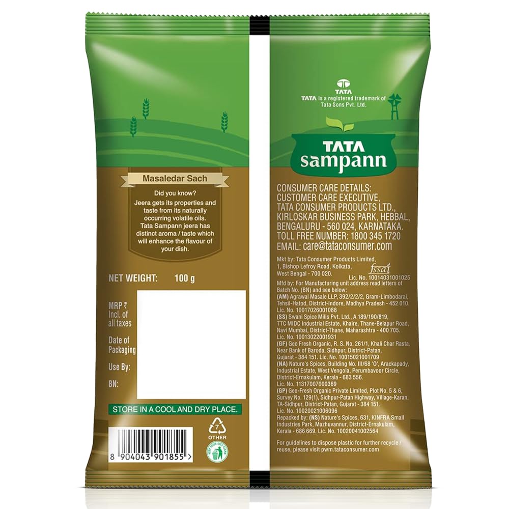 Tata Sampann Jeera Powder With Natural Oils 100g Cumin Powder For Aromatic Flavorful Dishes