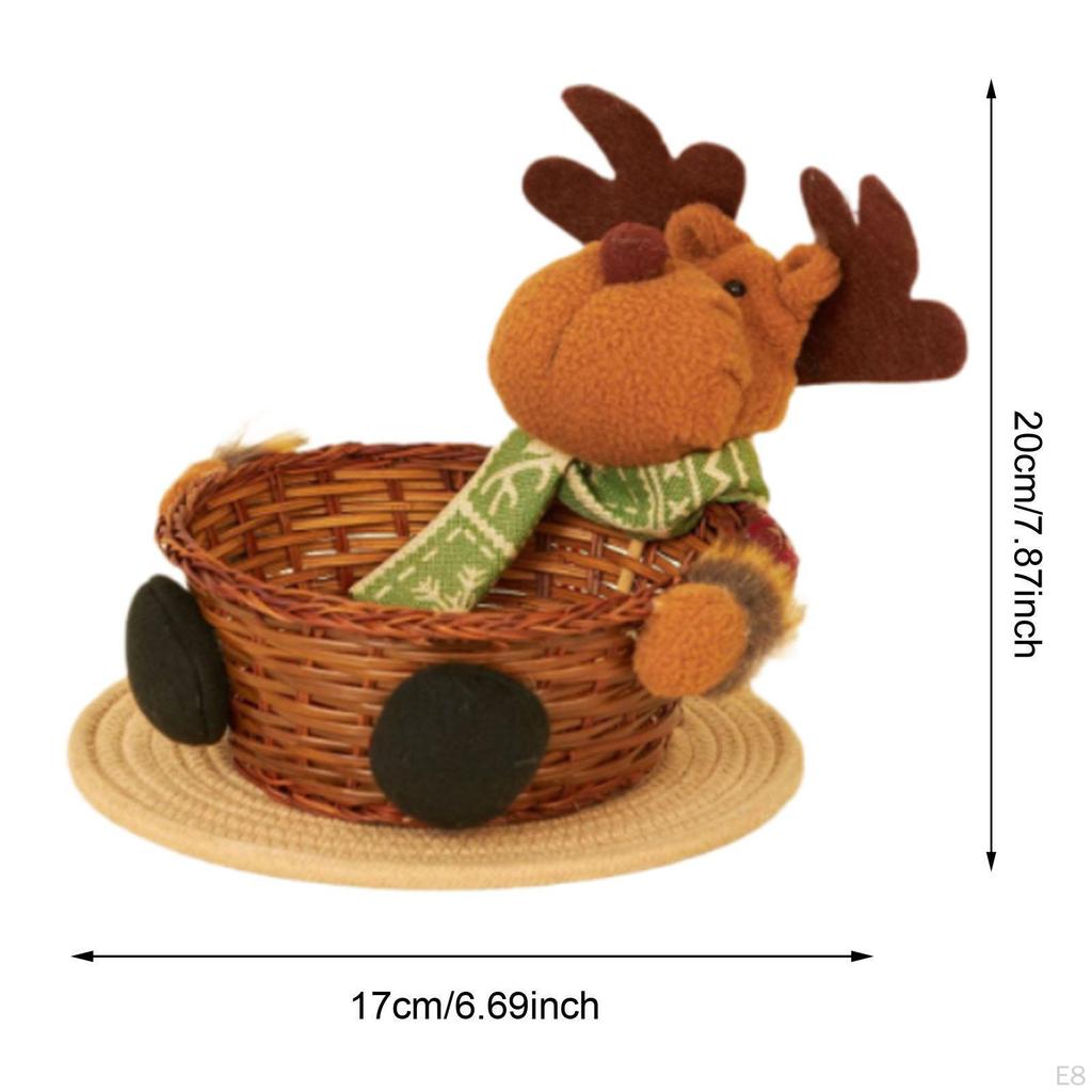 Christmas Basket Candies Cookies Holder Food Bread Portable Party Decor Snack Tray Table