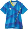 VICTAS Table Tennis Game Shirt Official Match Blue Size 031485 V-LGS201 Women's, Wear, (0120), 2XS,