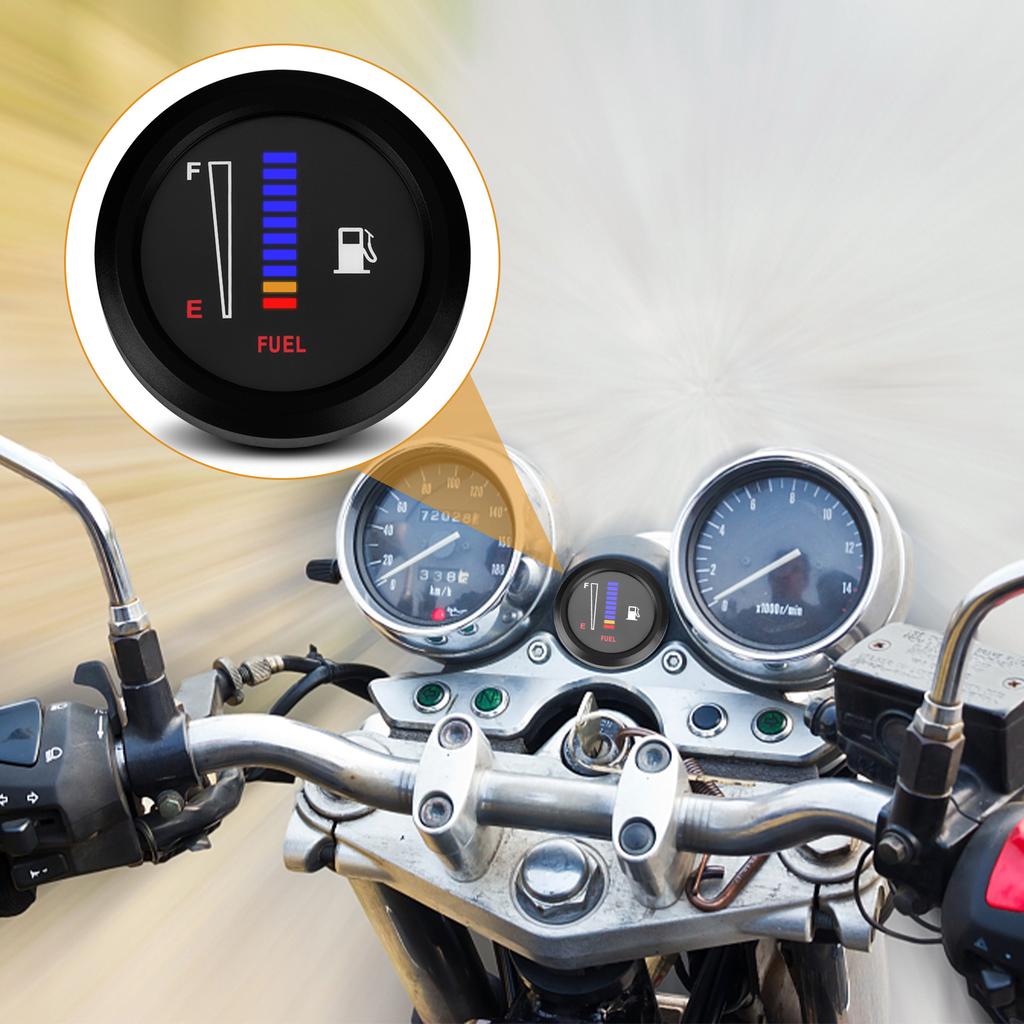 CNSPEED Universal 12V 2" 52mm Fuel Level Gauge Car Motorcycle Fuel Level Meter Gauge Electronic LED Ultra Thin Benzine Meter