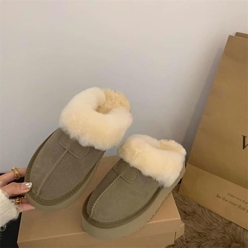 Verdickte Schuhe, Schneestiefel mit Fleece, Hausschuhe, Damen Herbst und Winter Neuer Stil Baotou